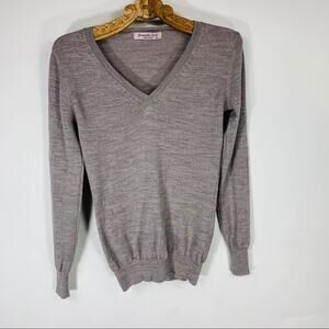 Brunella Gori Grey V Neck Wool Sweater Medium